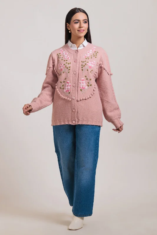 ROSE-ROUND NECK FULL SLEEVES CARDIGAN SWEATER (24X-037-66)