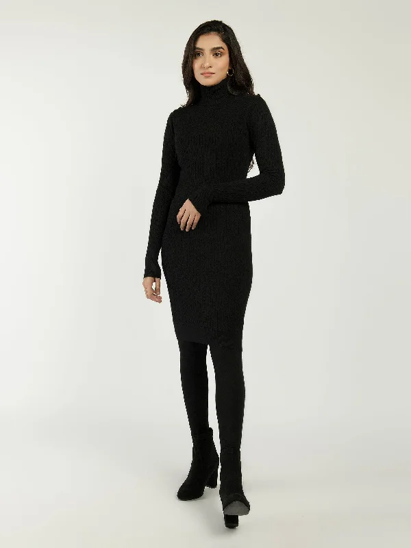 Knitted High Neck Sweater Dress