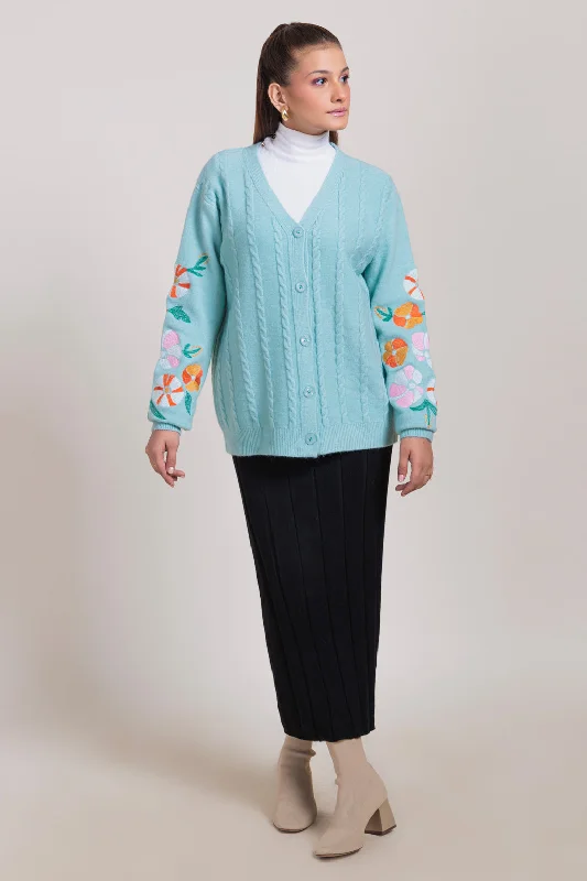 AQUA-FULL SLEEVES CARDIGAN SWEATER (24X-091-66)