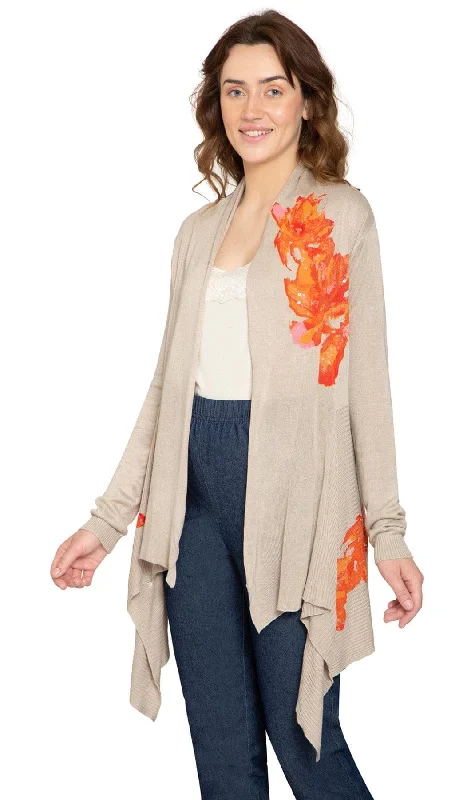 Women's Floral Embellished Open Long Cardigan