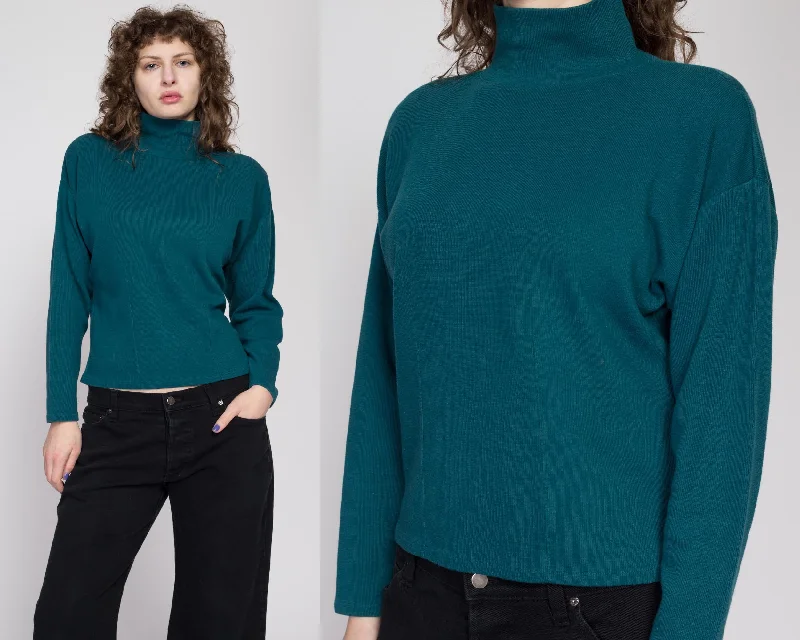 Large 90s Express Dark Teal Mockneck Top