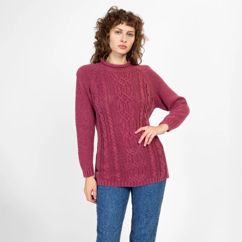 Small 90s Mauve Cable Knit Sweater