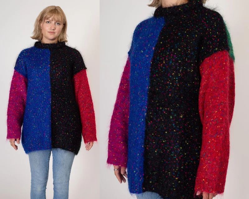 Large 90s Mohair Color Block Sweater