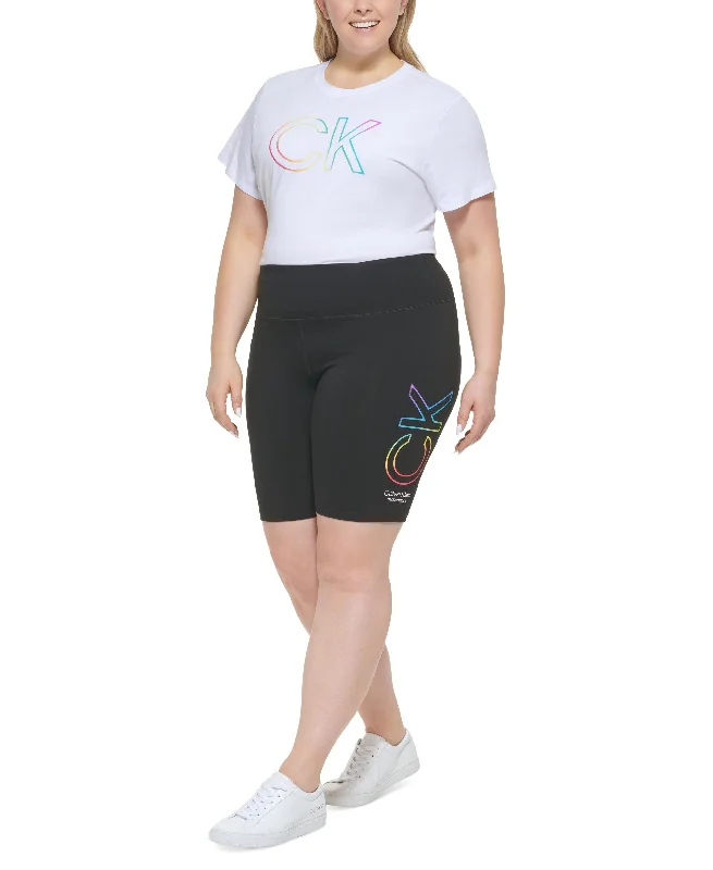 Calvin Klein Performance Plus Size Pride Ombre High Waisted Shorts