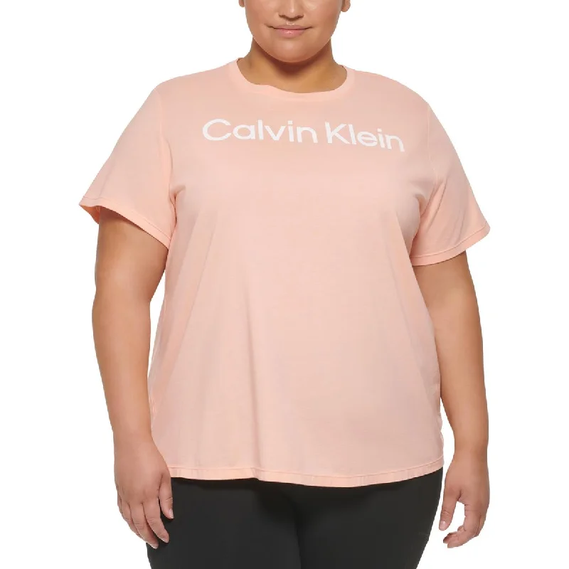 Calvin Klein Performance Womens Plus Logo Crewneck Shirts & Tops