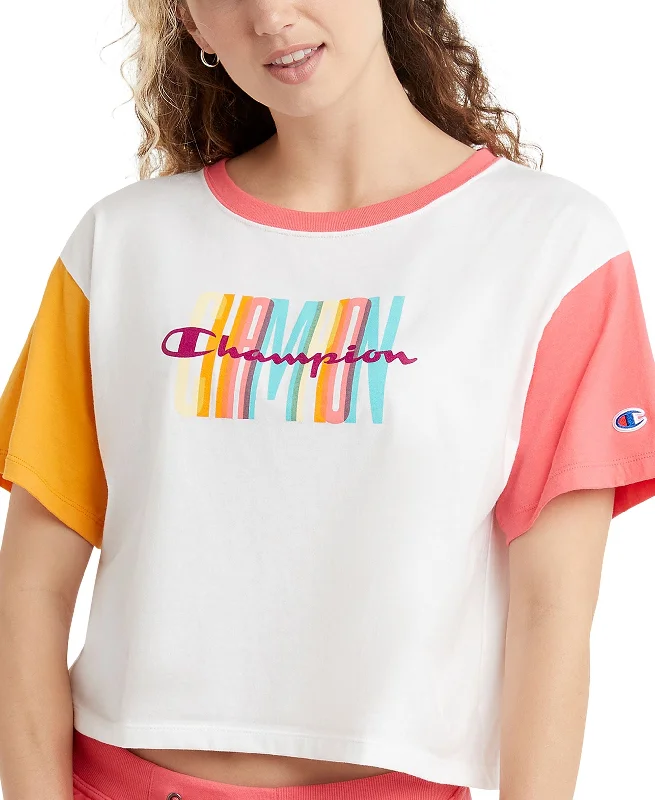 Champion Womens Colorblocked Cropped T-Shirt