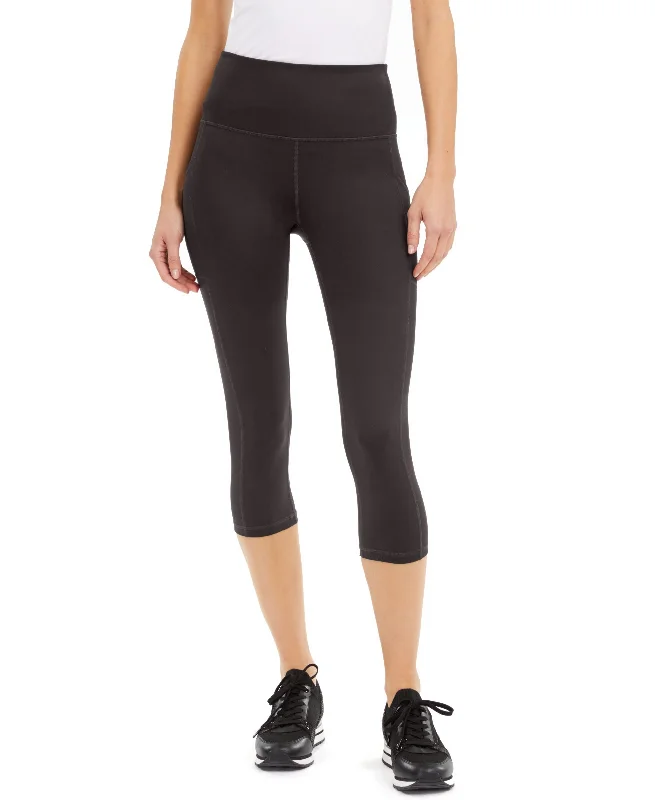 Petite Solid Side-Pocket Cropped Leggings