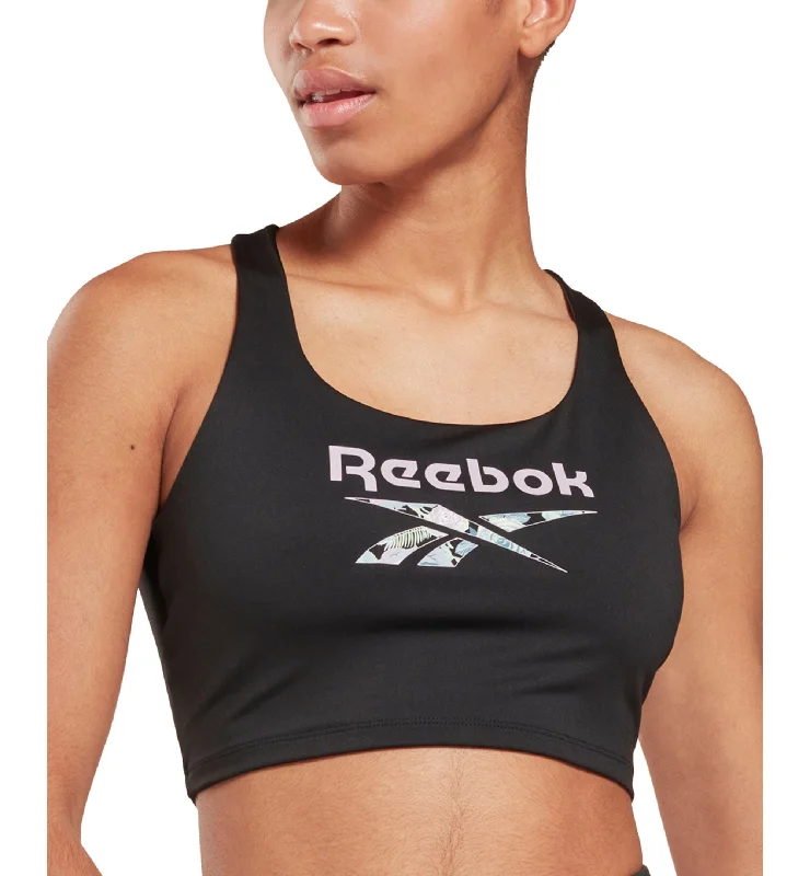 Reebok Womens Low Impact Floral Print Logo Sports Bra