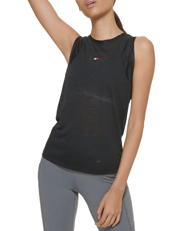 Tommy Hilfiger Sport Mesh Panel Tie Back Top