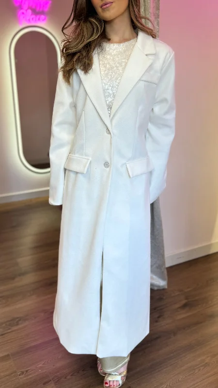 Alexia Ivory Collared Midi Length Coat