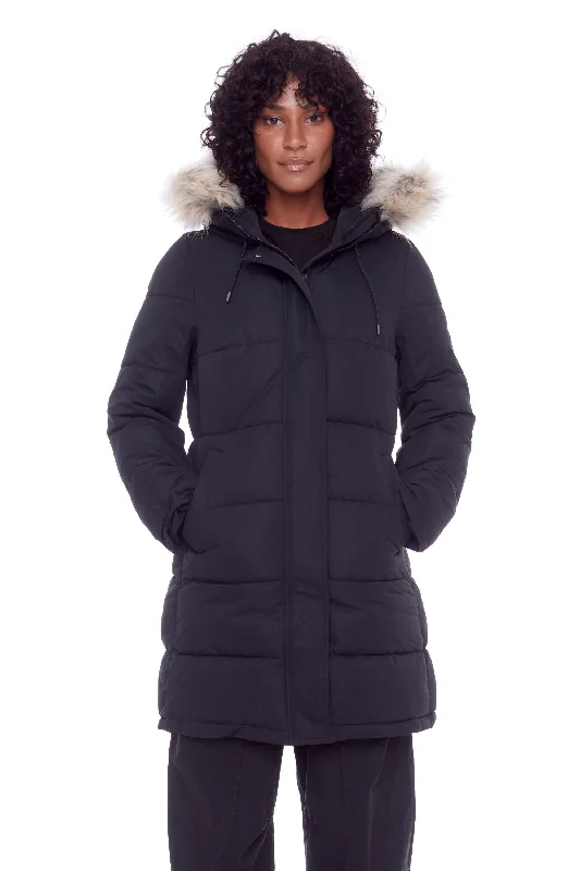 AULAVIK | WOMEN'S VEGAN DOWN (RECYCLED) MID-LENGTH HOODED PARKA COAT