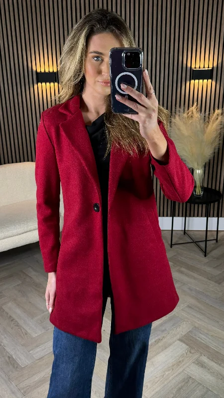 Rosario Burgundy Collared Coat