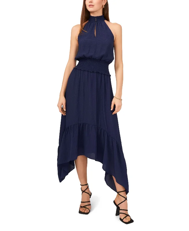 1.State Womens Smocked Neck Halter Midi Dress