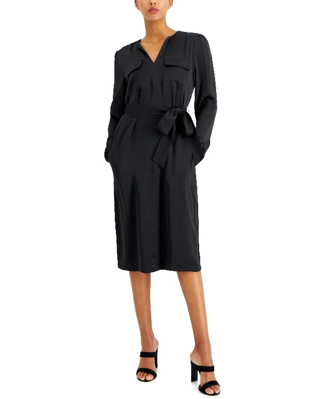 Alfani Satin Utility Shirtdress