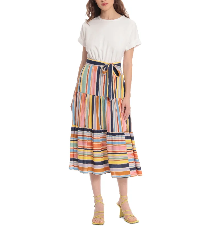 Donna Morgan Striped Skirt Midi Dress