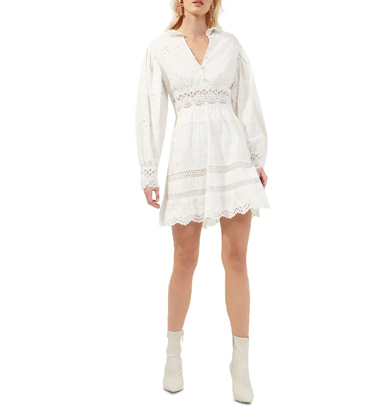 French Connection Biton Cotton Eyelet Balloon Sleeve Dress