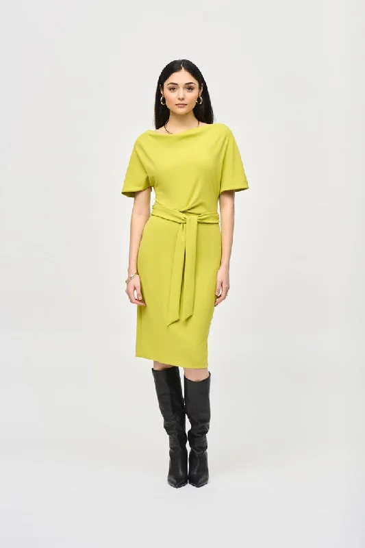 Joseph Ribkoff Wasabi Scuba Crepe Belted Sheath Dres