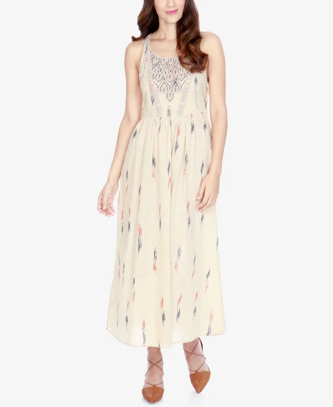 Lucky Brand Embroidered Maxi Cotton Dress