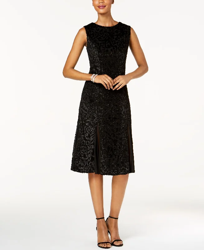 R M Richards Velvet Fit Flare Dress