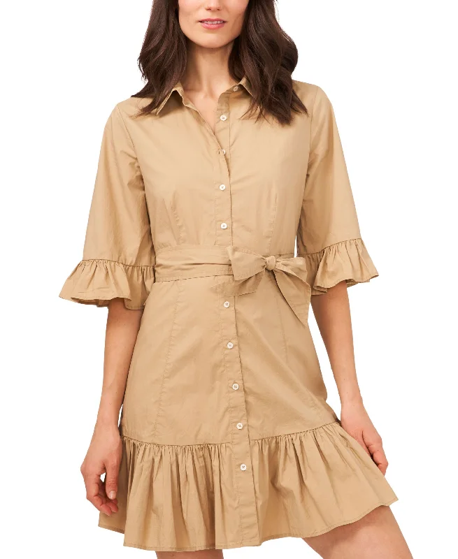 Riley & Rae Womens Buttoned Tie-Waist Mini Shirtdress