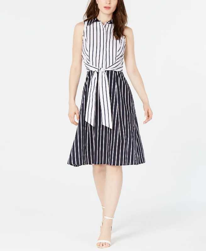 Royalty Clothing Brand Tie Front Striped Dress