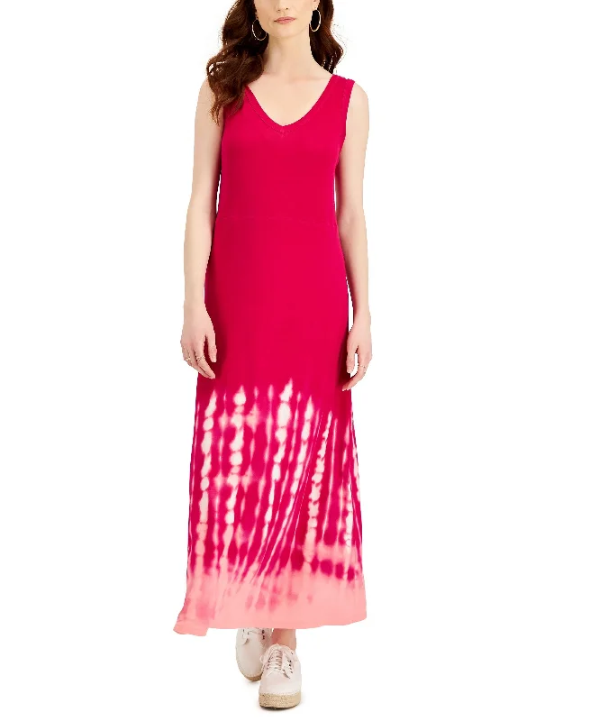 Style & Co Womens Tie Dyed Sleeveless Maxi Dress