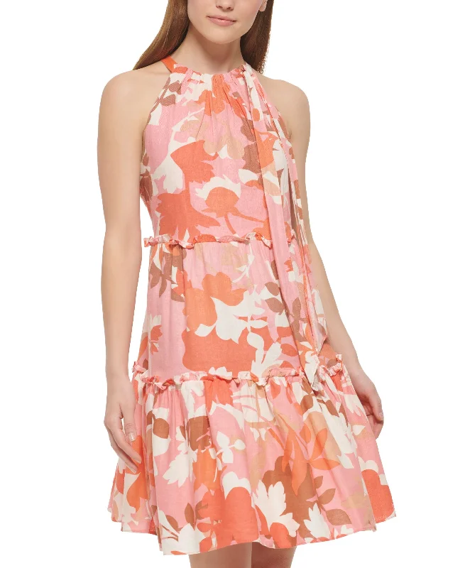 Vince Camuto Womens Printed Tiered Dress