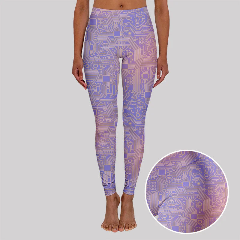 Computer Circuit Board Purple Geek Leggings