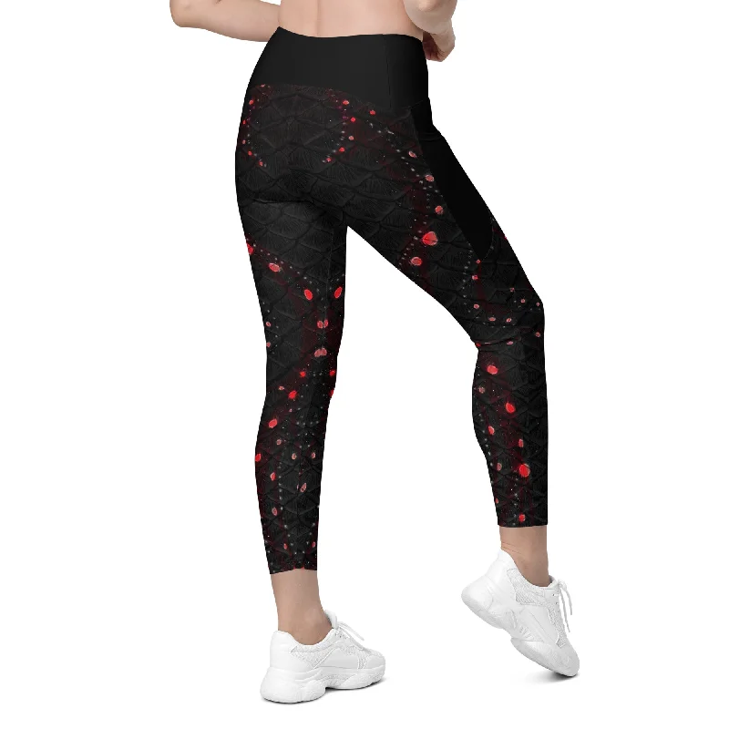 Dark Tide Cross Waist Leggings with Pockets