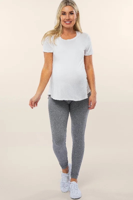 Heather Grey Basic Maternity Leggings