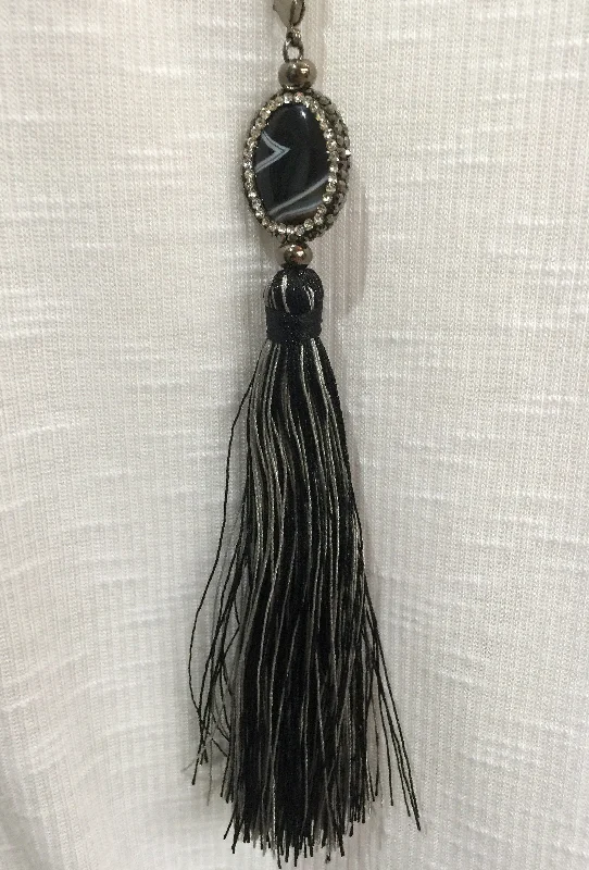 Agate and Crystal Long Tassel Necklace