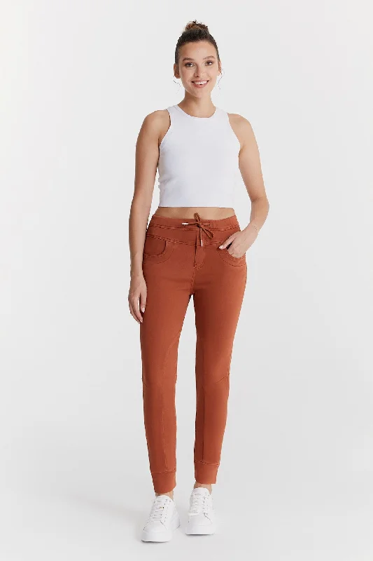 Mila Mid Waist Jogger 5 Pocket Ankle Pants Cinnamon