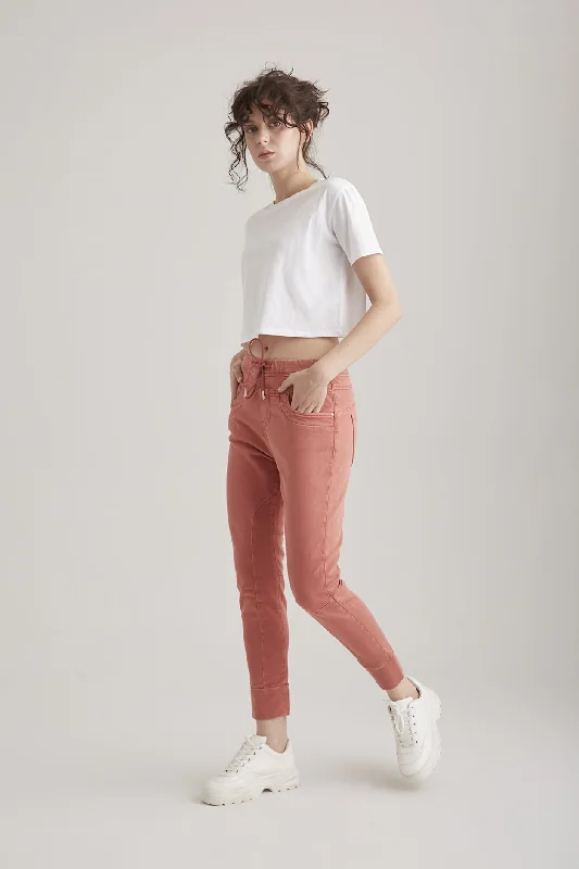 Mila Mid Waist Jogger 5 Pocket Ankle Pants Sunset