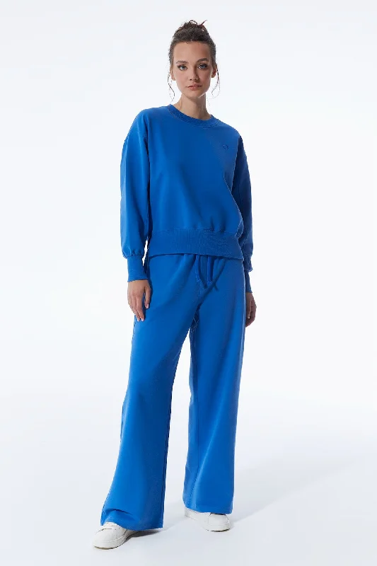 Lea Elastic Waist Pants Saks Blue