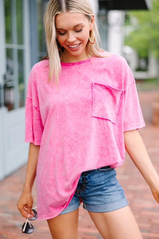 Everything You Need Fuchsia Pink Acid Wash Tee