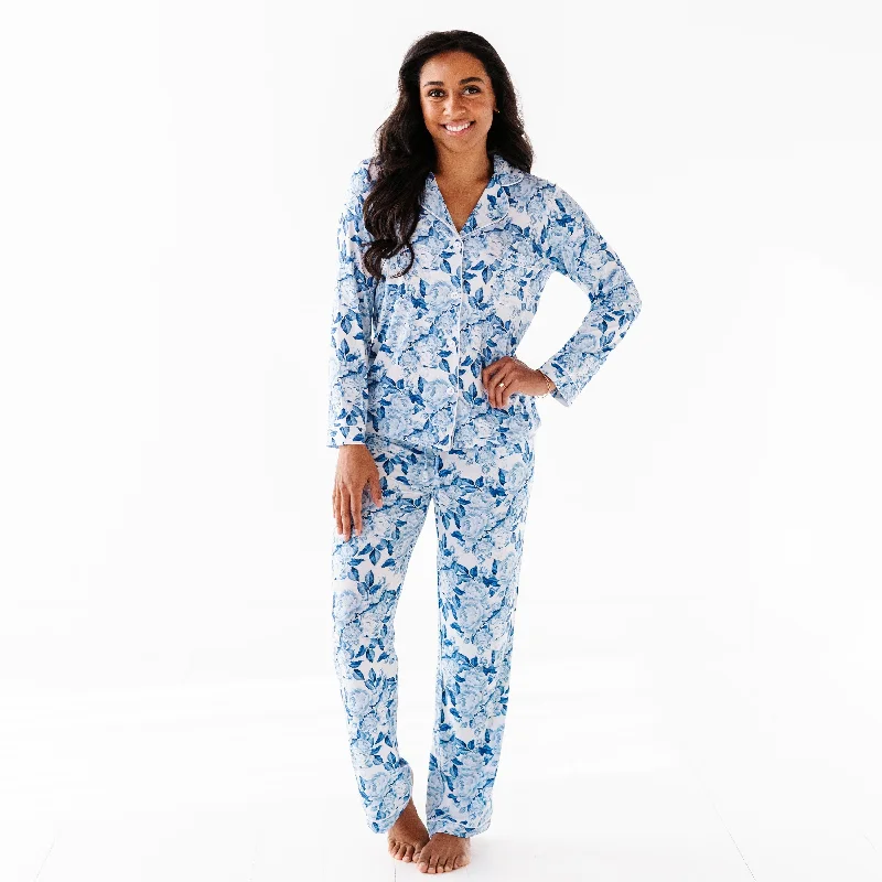 My Something Blue Women's Collar Shirt & Pants Set