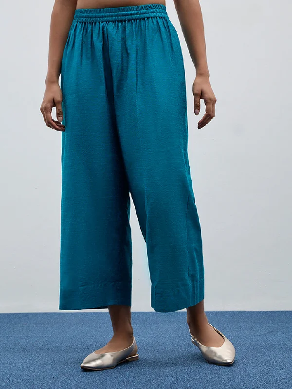 Utsa Aqua Solid Mid-Rise Ethnic Pants