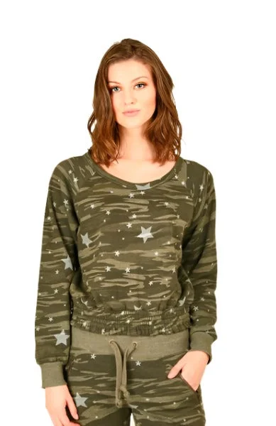 Vintage Havana Camo And Stars Crop Sweatshirt VH7766