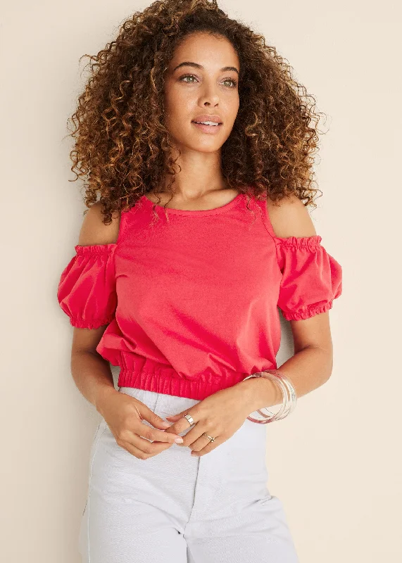 Cold Shoulder Top - Red