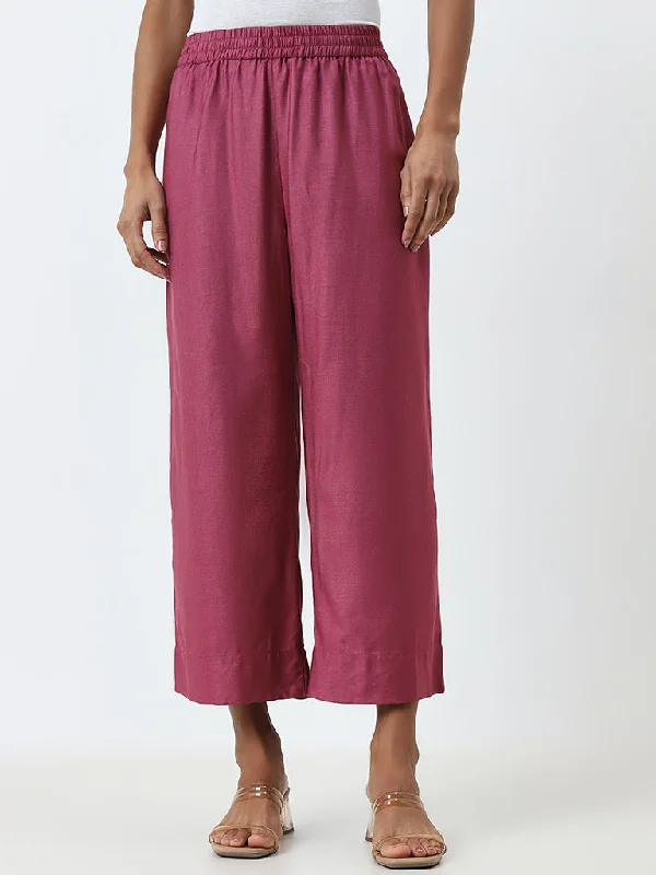 Zuba Dark Pink High-Rise Ethnic Pants